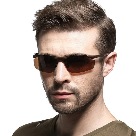 Rectangular Polarized Sunglasses for Men - Alloy Frame, Anti-UV400 Protection, Mirrored Lenses, Complete with Glasses Case