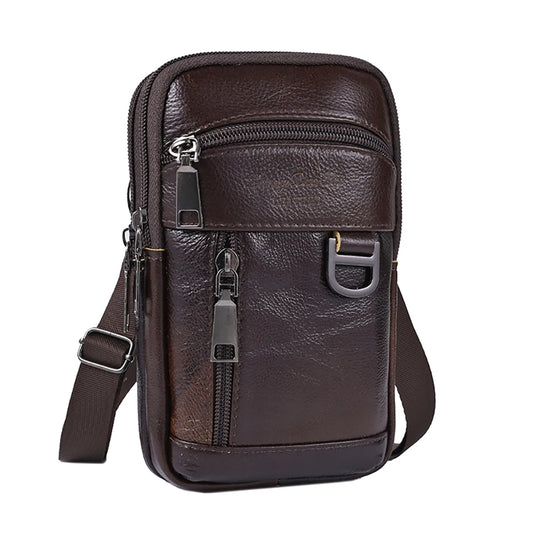 Vintage Cowhide Leather Men's Crossbody Bag: Versatile Travel Companion