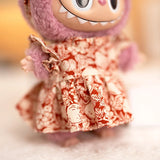 Mini Plush Doll's Clothes Outfit Accessories For Labubu V1 V2 Idol Dolls Berry Pattern Dress Knitted Cardigan Clothing Gift
