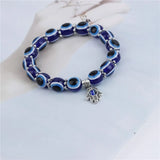 Casual Hip Hop Series Blue Eye Resin Bracelet: Personality Fatima Palm Devil Eyeball Design, Perfect for Parties and Dates