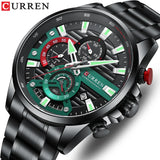 CURREN Multifunctional Quartz Men's Watch: Sporty Stainless Steel Strap, Luminous, Automatic Date