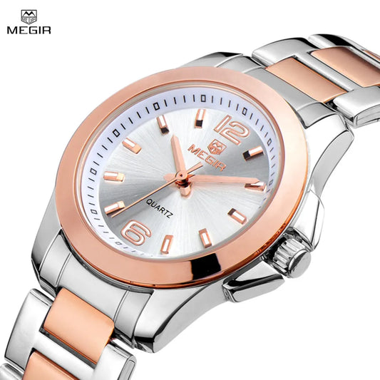 MEGIR Elegant Women's Bracelet Watch with Quartz Movement, Fashionable Brand, and Waterproof Design