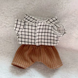 Labubu Doll Plaid Shirt & Stripe Shorts Set – 17cm Fashion Clothes Outfit Accessories for Trendy Mini Plush Dolls