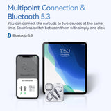 MeloBuds Neo TWS Earbuds - Wireless Bluetooth 5.3, LED Digital Power Display, Transparent Dual-Connection Headphones