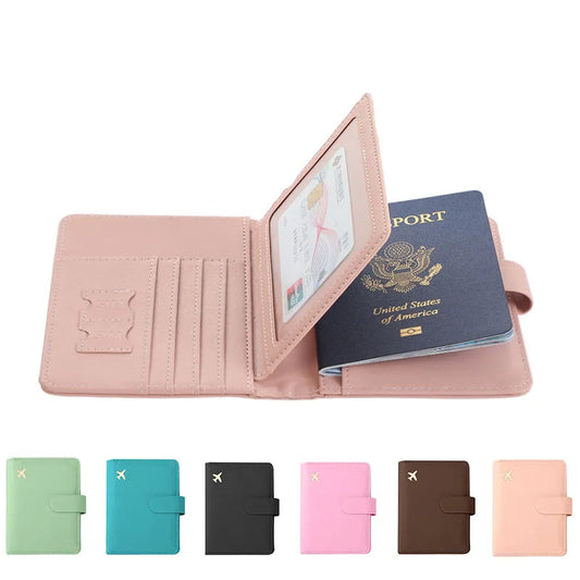 Waterproof Leather Passport Holder Case Travel Credit Card Wallet - Cute Design for Women/Men with Buckle Cover