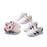 White Non-slip Children's Sneakers with Fashionable Design, Perfect for Boys and Girls, Featuring Hook Fasteners and Breathable Materials