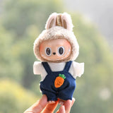 Labubu V1 Doll Clothing Replacement Set – 17cm Vinyl Pendant Outfit with Hat & Overalls for DIY Styling and Fashion Doll Accessories
