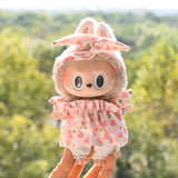 Labubu V1 Doll Wedding Dress Outfit – 17cm Vinyl Pendant Clothes Set with Elegant Uniform-Style Gown Accessories for Girls