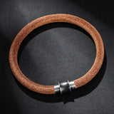 Men's Vintage Cowhide Leather Wristband – Classic Black & Brown Single-Layer Cuff Bracelet | Friendship Jewelry Gift