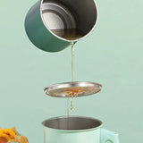 Bacon Grease and Cooking Oil Filter Container with Strainer, Tray, and Wooden Handle, Kitchen Oil Storage Can