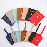 PU Passport Cover and Luggage Tag Set - Suitcase ID Label for Baggage - Name, ID, Address Holder for Passport and Bag