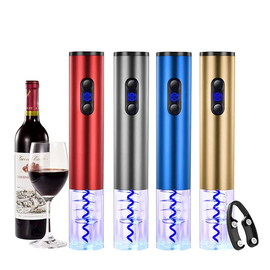 USB Rechargeable Electric Wine Bottle Opener Set, Stainless Steel Corkscrew with Foil Cutter