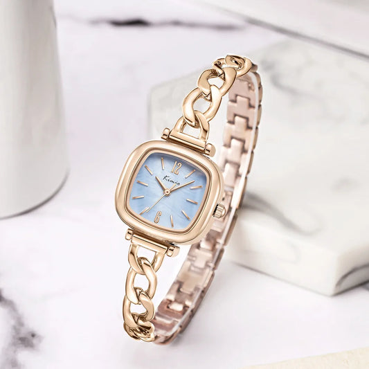 Women's Quartz Watch with Square Open Work Bracelet Strap - Waterproof Casual Ladies Wristwatch, Japan Movement