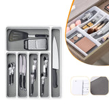 Plastic 6 Compartment Silverware Drawer Organizer Non Slip Utensil Tray Narrow Kitchen Cutlery Tray Drawer Organizers