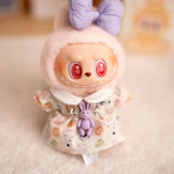 Labubu Idol Doll Big Bow Dress Set – 17cm Plush Outfit with Doll Collar, Rabbit Hanging Charm & Three-Piece Accessories for Cute Styling