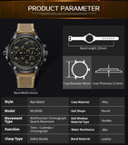 MEGIR Men's Luxury Leather Strap Chronograph Waterproof Sports Watch