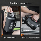 1.5/2L Water Bottle with Handle and Straw Stainless Steel Thermos Bottle Outdoor Portable Large Capacity Water Jug for Gym Sport