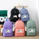 Set of 6 Adorable Schoolbags for Girls: Large Capacity Junior High School Student Backpacks with Cartoon Designs, Perfect for Primary School Students