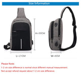 Compact USB Charge Shoulder Bag for Men: Waterproof Sling Chest Bag, Ideal Messenger Bag for Boys, Travel Bagpack, Cross Body Bags