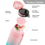 350ml Sport Water Bottle for Girls: Portable and Leakproof, Frosted Plastic Shaker Drink Cup with Time Marker