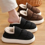 Men's Winter Waterproof Plush Slippers: Warm, Fluffy, Anti-Skid Snow Boots