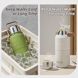 Large Capacity Stainless Steel Thermos Bottle – Portable Vacuum Insulated Water Bottle with Carry Sleeve for Outdoor Use