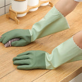 Long and Thick Dishwashing Gloves: Durable Fleece-Lined PVC Gloves for Kitchen and Household Chores