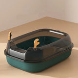 Large Antler-Themed Semi-Enclosed Cat Litter Box: High-Sided, Anti-Splash Design, Cat Toilet and Bedpan, Pet Accessories