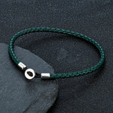 Simple Braided Leather Bracelet with Stainless Steel Button – Couple's Jewelry Gift for Men