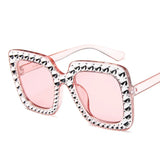 Sparkling Diamond Sunglasses for Women - Brand Design with Flash Square Shades, Mirror Sun Glasses