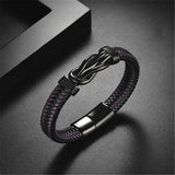 Men's Infinity Knot Leather Bracelet – Handmade Braided Design in Black & Brown with Stainless Steel | Elegant Gift Jewelry