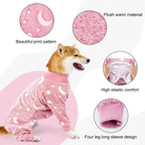 Cozy Flannel Dog Pajamas: Jumpsuits with Bone and Moon Pattern, Ideal for Medium and Large Dogs, Keeping Them Warm and Stylish in Chilly Weather, Dog Clothes