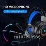 LED-Lit Wired Gaming Headset for Computer, Mobile Phones, and PS4 - Surround Sound Gamer Headphones with Microphone, Ideal for Laptop Gaming