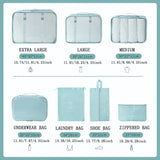 7-pieces Travel Bag Organizer Set for Clothes, Blankets, Shoes, and Luggage, Includes Suitcase Pouch and Packing Cubes