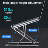 Adjustable Height Laptop Stand, Foldable Aluminum Laptop Desk Riser Ergonomic Portable Travel Laptop Holder Compatible