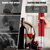 USB Rechargeable Electric Wine Bottle Opener Set, Stainless Steel Corkscrew with Foil Cutter