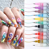 Set of 12 Nail Art Graffiti Pens: Perfect for Drawing Abstract Lines, Fine Details, and Floral Designs, Waterproof for Precise Nail Painting Manicures