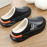 Warm Waterproof Cotton Men's Slippers: Fashionable Outdoor Platform Mules for Durability and Comfort