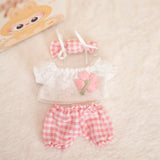 Labubu Idol Doll Outfit Set – Candy Hairpin, Stylish Shorts & Sitting Party Clothing for 17cm Mini Plush Dolls Accessories