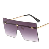 Luxury Oversized Rimless Sunglasses for Women with Metal Gradient Lenses - Fashionable UV400 Eyewear Shades