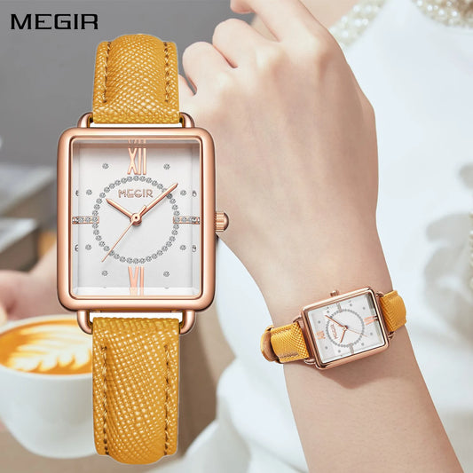 MEGIR Women's Luxury Leather Strap Quartz Watch: Fashionable and Versatile for Casual or Sporty Looks