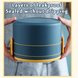 Dual-Layer Insulated Lunch Box with Spoon - Portable Thermal Food Container & Vacuum Soup Cup