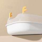 Large Antler-Themed Semi-Enclosed Cat Litter Box: High-Sided, Anti-Splash Design, Cat Toilet and Bedpan, Pet Accessories