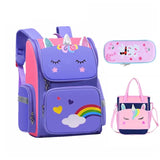 Adorable Cartoon 3D School Backpack - Children's School Bags for Girls with a Kawaii Pen Pencil Bag - Waterproof Primary Student Bookbag