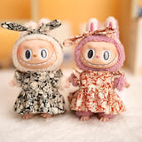 Mini Plush Doll's Clothes Outfit Accessories For Labubu V1 V2 Idol Dolls Berry Pattern Dress Knitted Cardigan Clothing Gift