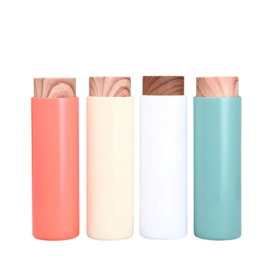 400ml Fashion Thermal Flask with Filter – Portable Stainless Steel Water Bottle with Wooden Lid, Available in 8 Colors