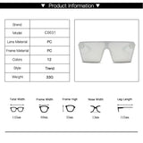 Oversized Square Sunglasses for Women - One Piece Design with Flat Top, Red, Black, and Clear Lens Options