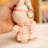17cm Labubu Doll Checkerboard Tennis Outfit Set – Suspender Pants & Shirt Trendy Fashion Clothes for Baby Pendant Dolls
