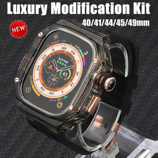 Luxury Mod Kit for Apple Watch: Ultra 49mm & iWatch Series, Rubber Band