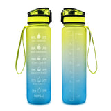 1L TRITAN Leakproof Water Bottle: Matte Gradient with Time Marker for Hiking, Cycling, Camping, Running, and Yoga